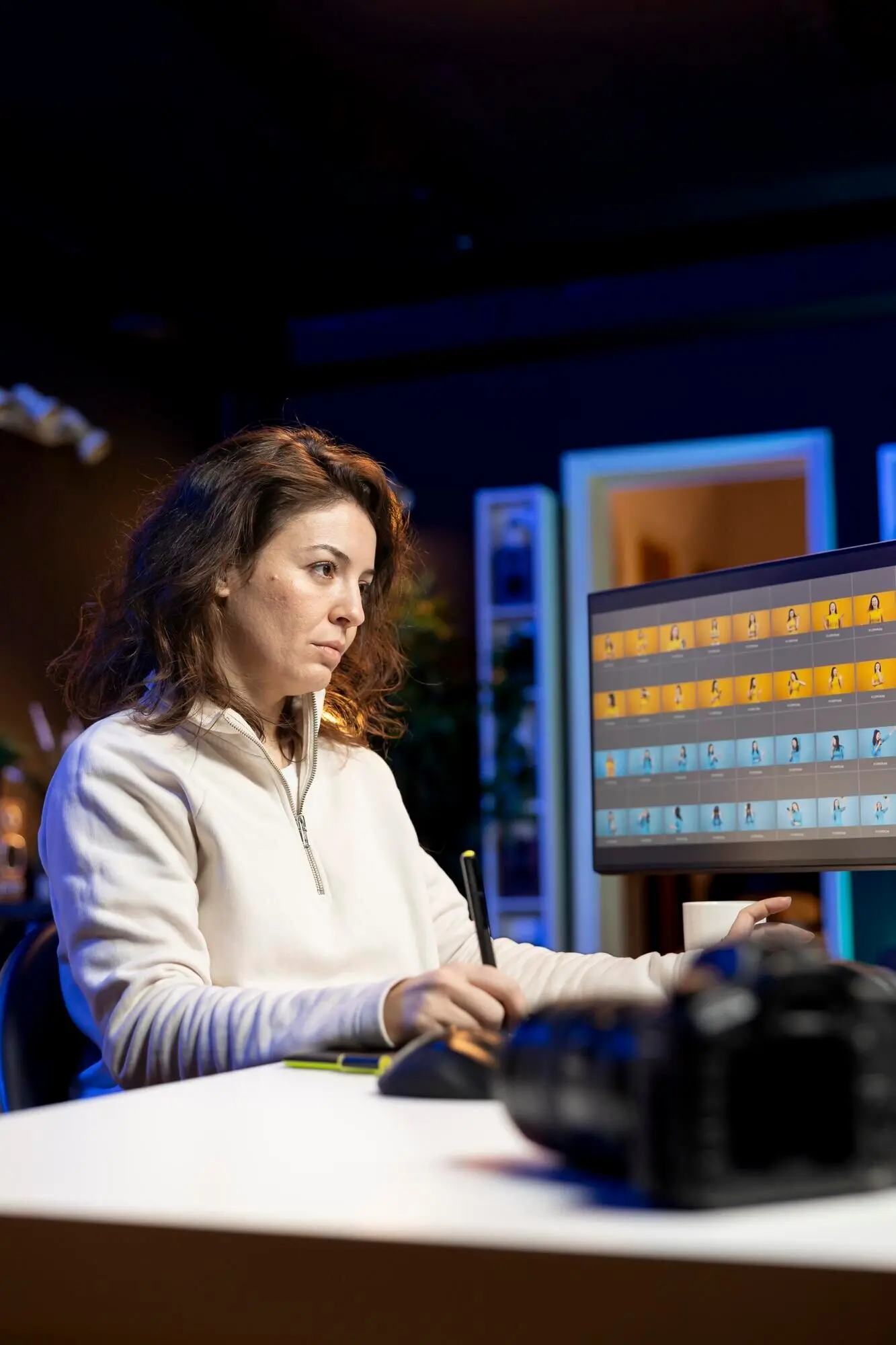 Фотограф исправляет пересвеченные фотографии, настраивая ползунок баланса белого.